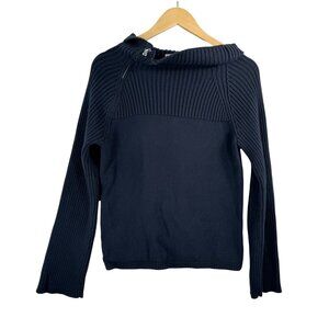 Modern Citizen Sweater Ribbed‎ 1/2 Asymmetrical zip cowl navy sz L